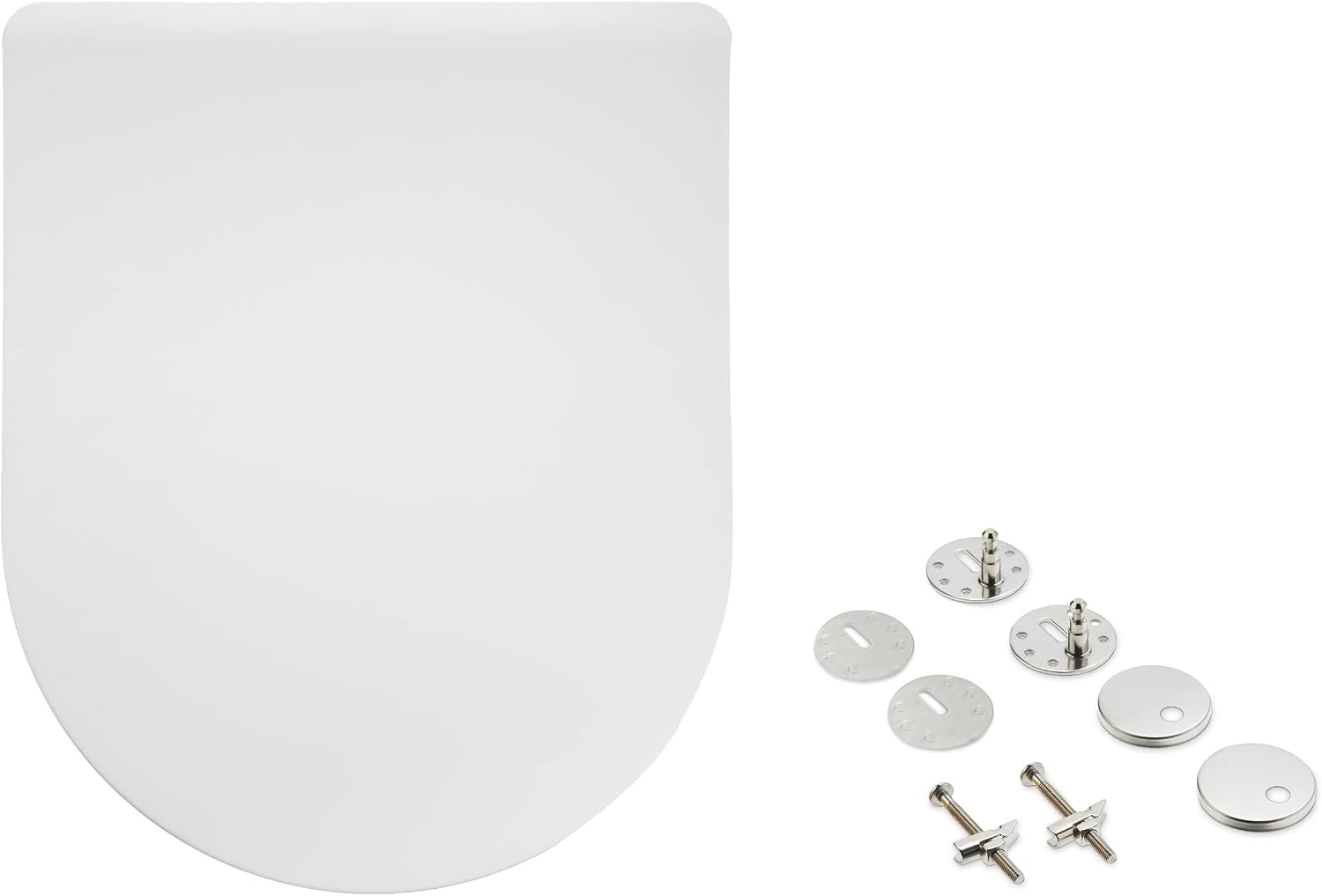 Amazon Basics Toiletbril, robuuste toiletzitting van ureummateriaal met soft-close-mechanisme, gemakkelijk afneembaar, U-vormig, 37 x 42,5 cm, universele maat, wit