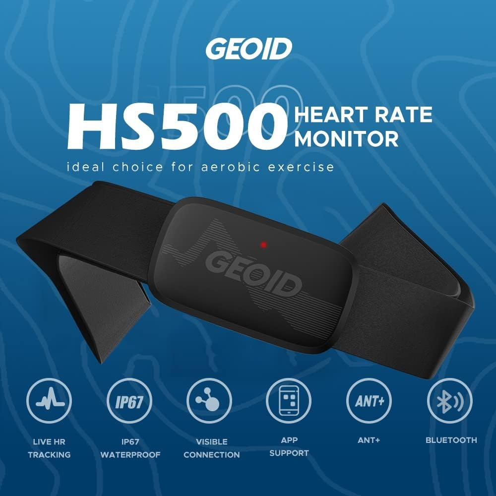 GEOID HS500 Hartslagmeter, hartslagmeter, borstband, Bluetooth 4.2/ANT+, IP67 waterdichte hartslagsensor