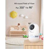 Babyfooncamera BM01 (niet compatibel met BM03) 1080p HD PTZ-zoom temperatuurdetectie nachtzicht 2-weg audio slaapliedje