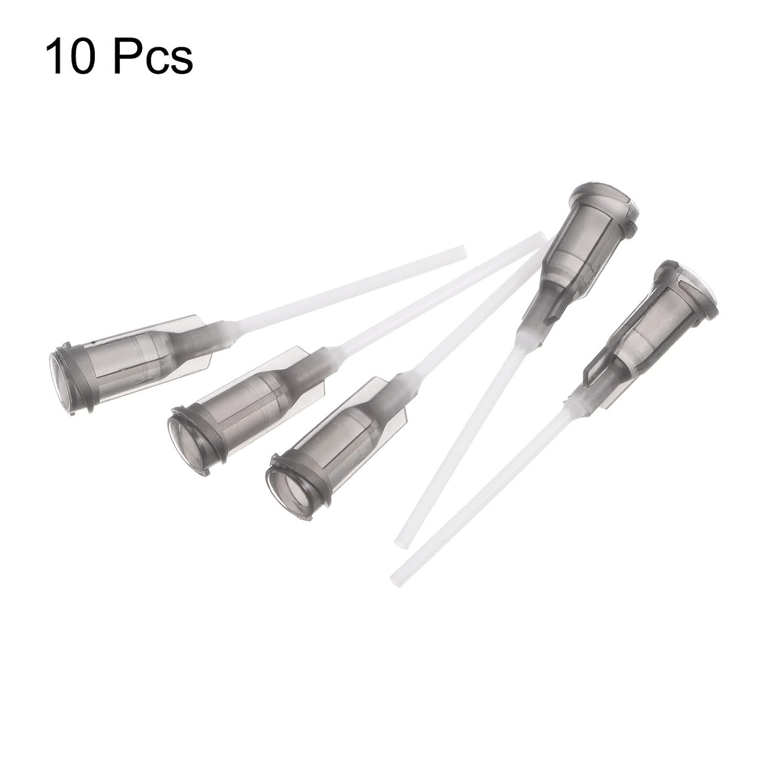 sourcing map 10 stuks 16G plastic doseernaalden, 1 inch, PTFE lijm, naald, buis, stomp, luer, vergrendelingspunten met PP, flexibele naald voor vloeibare lijm, pistool, grijs