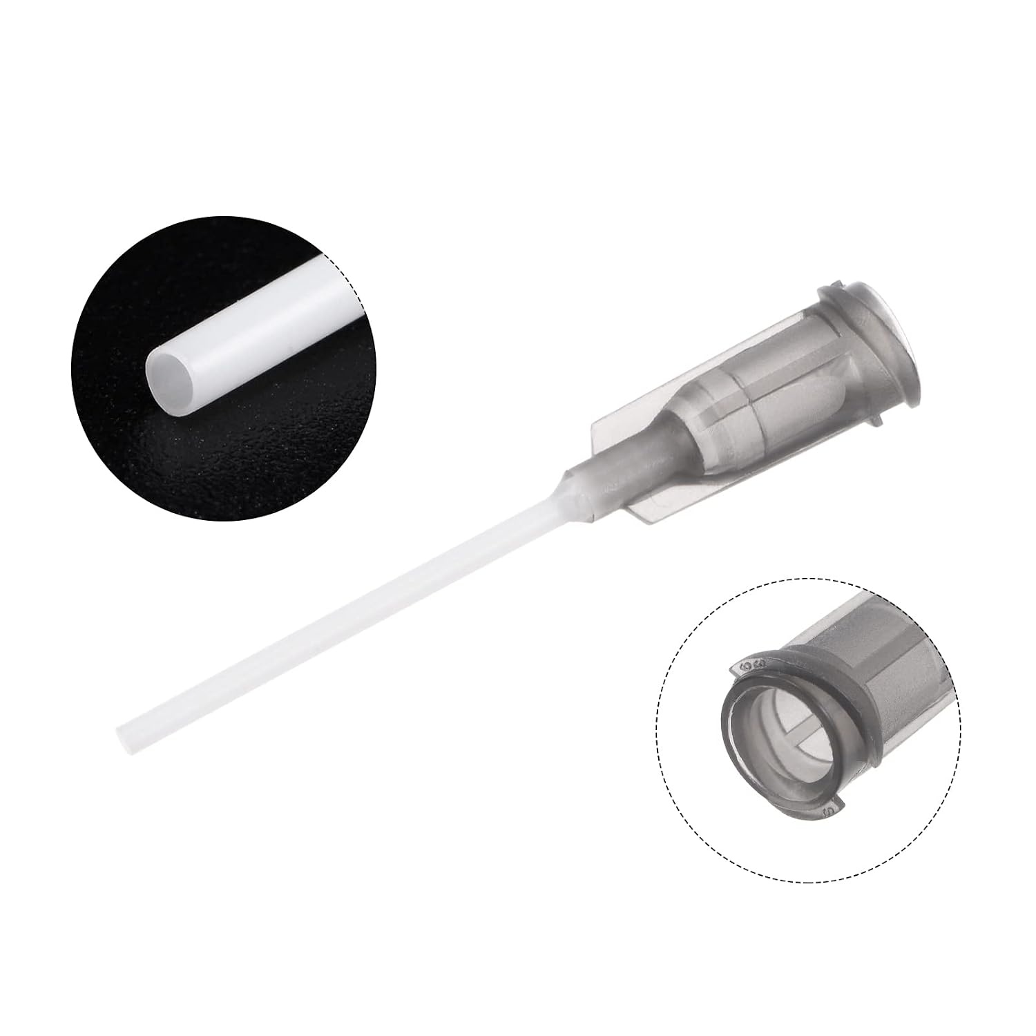 sourcing map 10 stuks 16G plastic doseernaalden, 1 inch, PTFE lijm, naald, buis, stomp, luer, vergrendelingspunten met PP, flexibele naald voor vloeibare lijm, pistool, grijs
