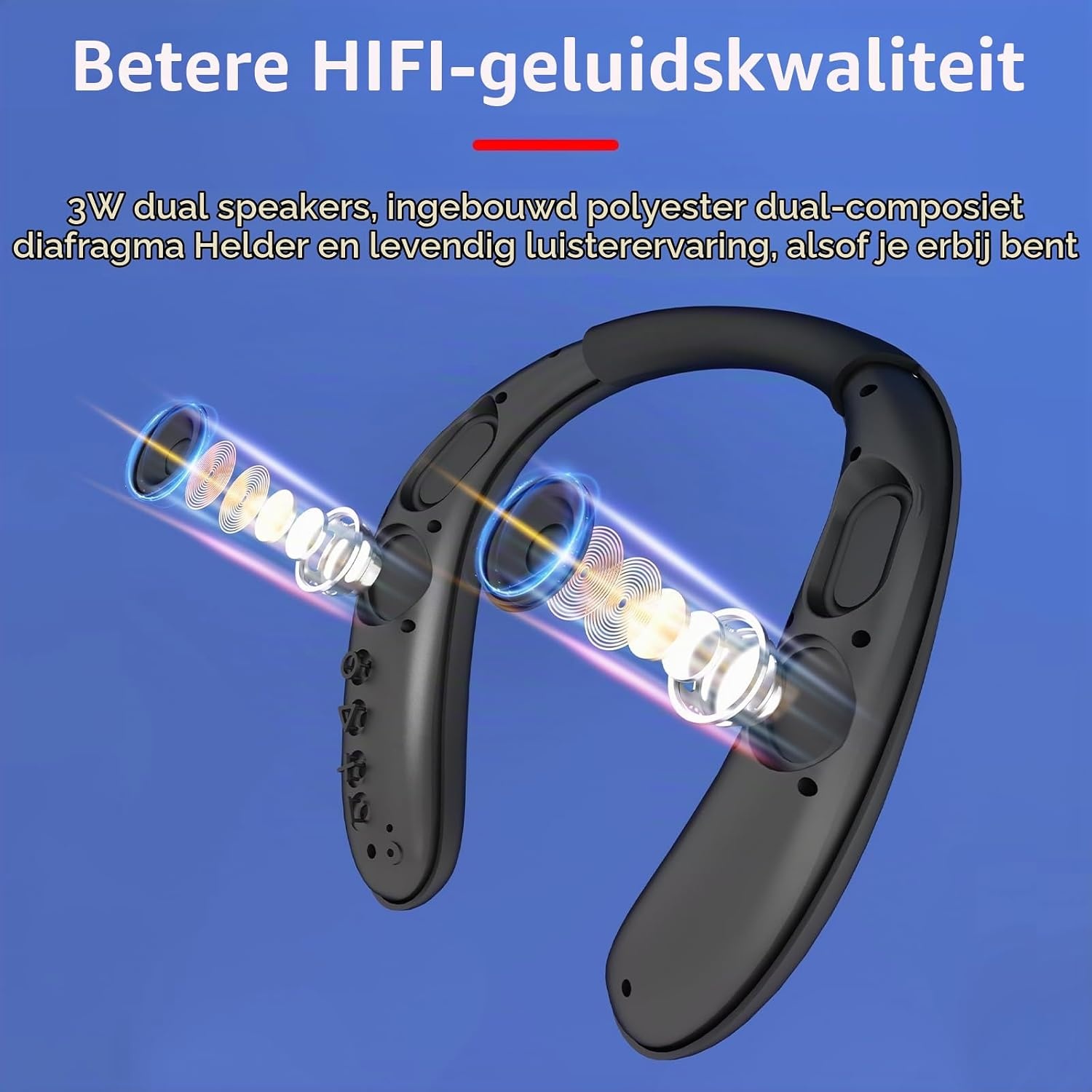 Smalody Nekluidspreker, nekband Bluetooth-luidsprekers draadloos, draagbare Bluetooth-luidspreker met 12 uur speeltijd, echt 3D-stereogeluid, ingebouwde microfoon, waterdicht voor thuis buiten