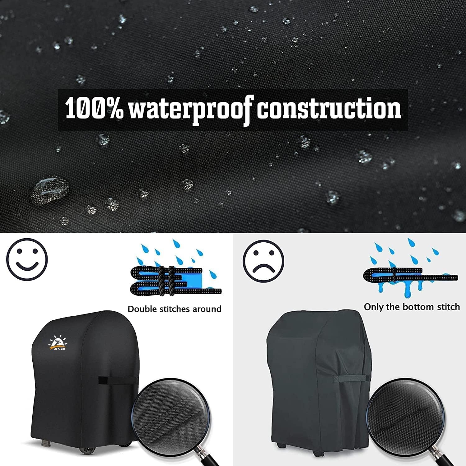 Zettum Barbecuehoes 76 CM - 7105 Barbecuehoezen voor Weber Spirit 210 Gasgrill, Waterdicht BBQ Afdekhoes met PU-coating voor Weber Spirit E-210 Grill met zijbakken naar beneden (76 x 66 x 109 cm) - Maat 76 x 66 x 109 cm