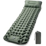 CALIYO Opblaasbare Kampeermatras, Ultralichte Enkele Luchtmatras, Wandelen Slaapmat met Ingebouwde Voetpomp voor Kamperen en Outdoor Avonturen