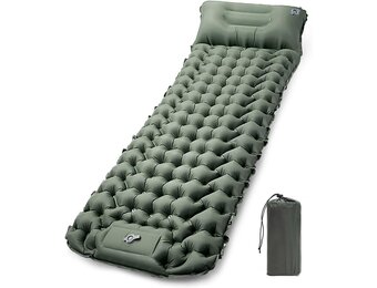 CALIYO Opblaasbare Kampeermatras, Ultralichte Enkele Luchtmatras, Wandelen Slaapmat met Ingebouwde Voetpomp voor Kamperen en Outdoor Avonturen