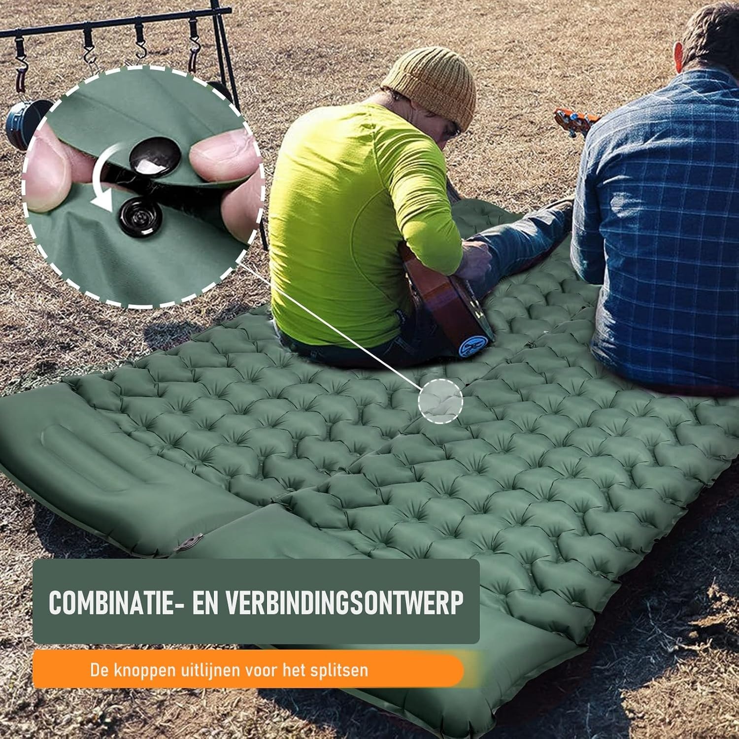 CALIYO Opblaasbare Kampeermatras, Ultralichte Enkele Luchtmatras, Wandelen Slaapmat met Ingebouwde Voetpomp voor Kamperen en Outdoor Avonturen