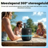 Tribit StormBox Mini+ Bluetooth-luidspreker 12 W, 360° ruimtegeluid, 12 uur speeltijd, Bluetooth 5.4, IPX7, RGB-verlichting, TWS-koppeling, type-C, ondersteunt AAC/SBC, draagbaar thuis/buiten/op reis