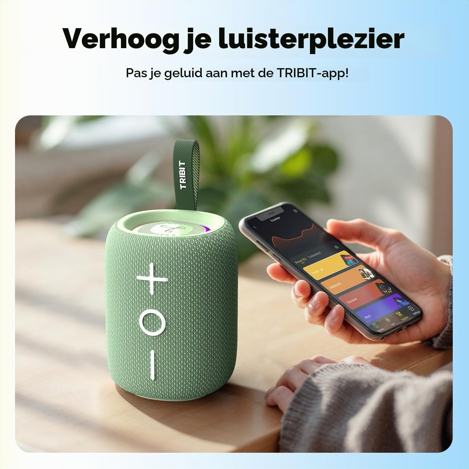 Tribit StormBox Mini+ Bluetooth-luidspreker 12 W, 360° ruimtegeluid, 12 uur speeltijd, Bluetooth 5.4, IPX7, RGB-verlichting, TWS-koppeling, type-C, ondersteunt AAC/SBC, draagbaar thuis/buiten/op reis