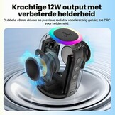 Tribit StormBox Mini+ Bluetooth-luidspreker 12 W, 360° ruimtegeluid, 12 uur speeltijd, Bluetooth 5.4, IPX7, RGB-verlichting, TWS-koppeling, type-C, ondersteunt AAC/SBC, draagbaar thuis/buiten/op reis