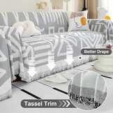 OstepDecor Bankovertrek Bohu chenille, bankovertrek, 1/2/3/4-zits, krasbestendig, voor hond en kat, antislip, babyvriendelijk, bankovertrek, boho-grijs, 180 x 340 cm
