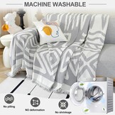 OstepDecor Bankovertrek Bohu chenille, bankovertrek, 1/2/3/4-zits, krasbestendig, voor hond en kat, antislip, babyvriendelijk, bankovertrek, boho-grijs, 180 x 340 cm