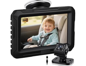 Zacro Baby Autospiegel met Camera 1080P - HD Nachtzicht - Universeel Zwart