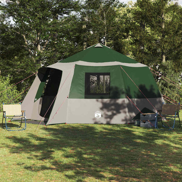 vidaXL Cabin Tent 12-Person 12-persoons Groen en Grijs