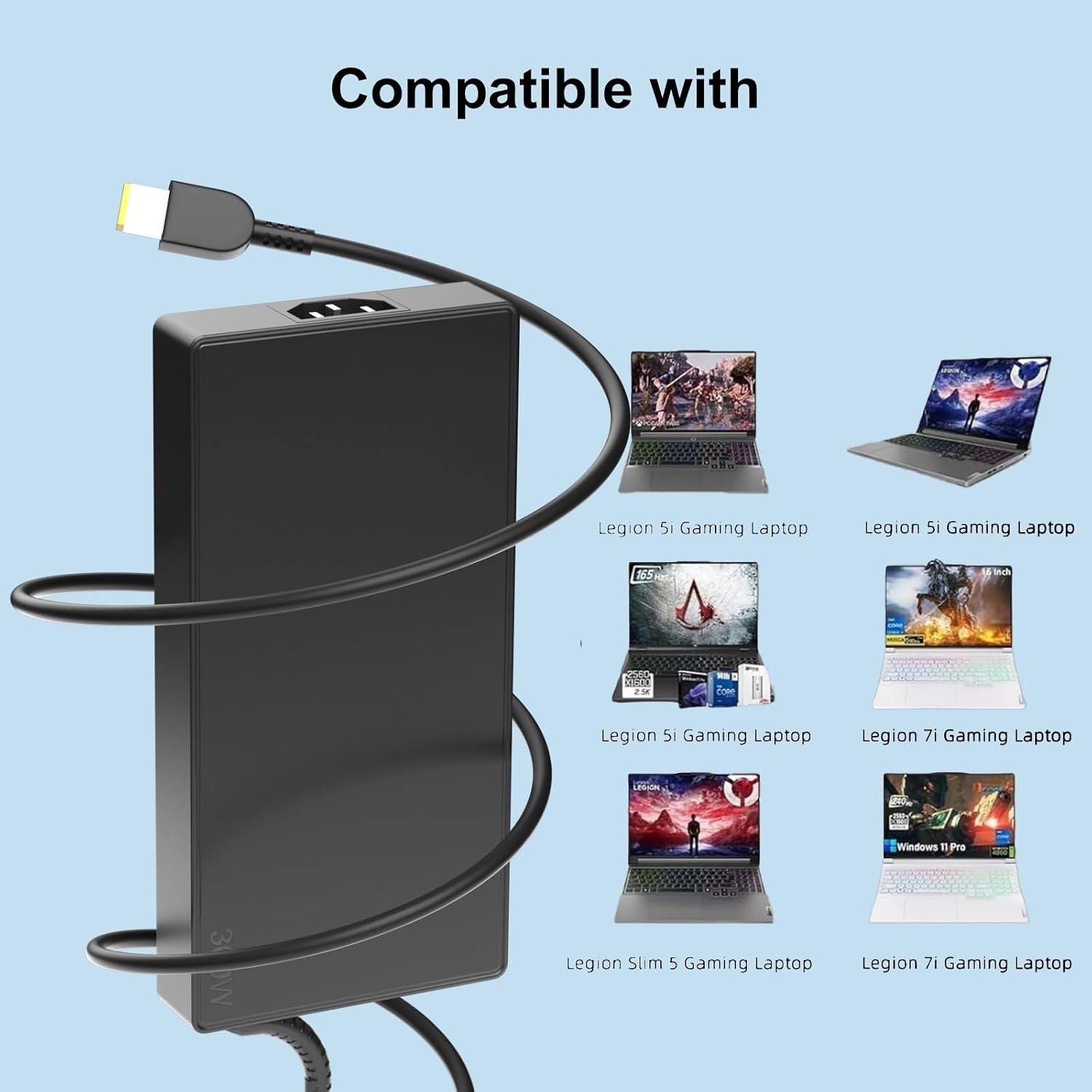 300W 20V 15A Adapter lader voor Len-ovo Legion Gaming Notebook 5 7 5i 7i Pro5 Pro5i Pro7 ThinkPad R9000P Y9000K Y9000X R7000P 9000K ADL300SDC3A SA10R16956 5A10W86289 USB Vierkante Tip voedingskabel