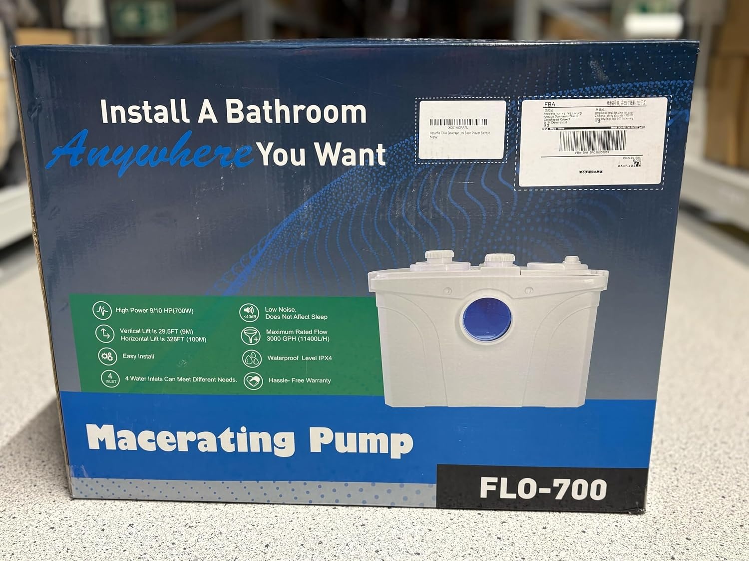 700W Afvalwaterpompen vuilwatersysteem Huishoudelijk Opvoerstation Hefsysteem Afvalwaterpomp met Roestvrijstalen Schoepen en Actieve voor Douche Keuken Wastafel Debiet tot 200L/min