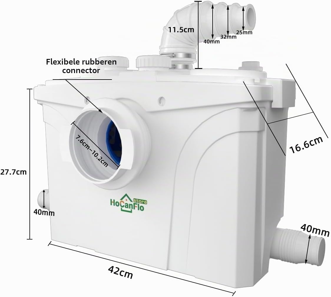 700W Afvalwaterpompen vuilwatersysteem Huishoudelijk Opvoerstation Hefsysteem Afvalwaterpomp met Roestvrijstalen Schoepen en Actieve voor Douche Keuken Wastafel Debiet tot 200L/min