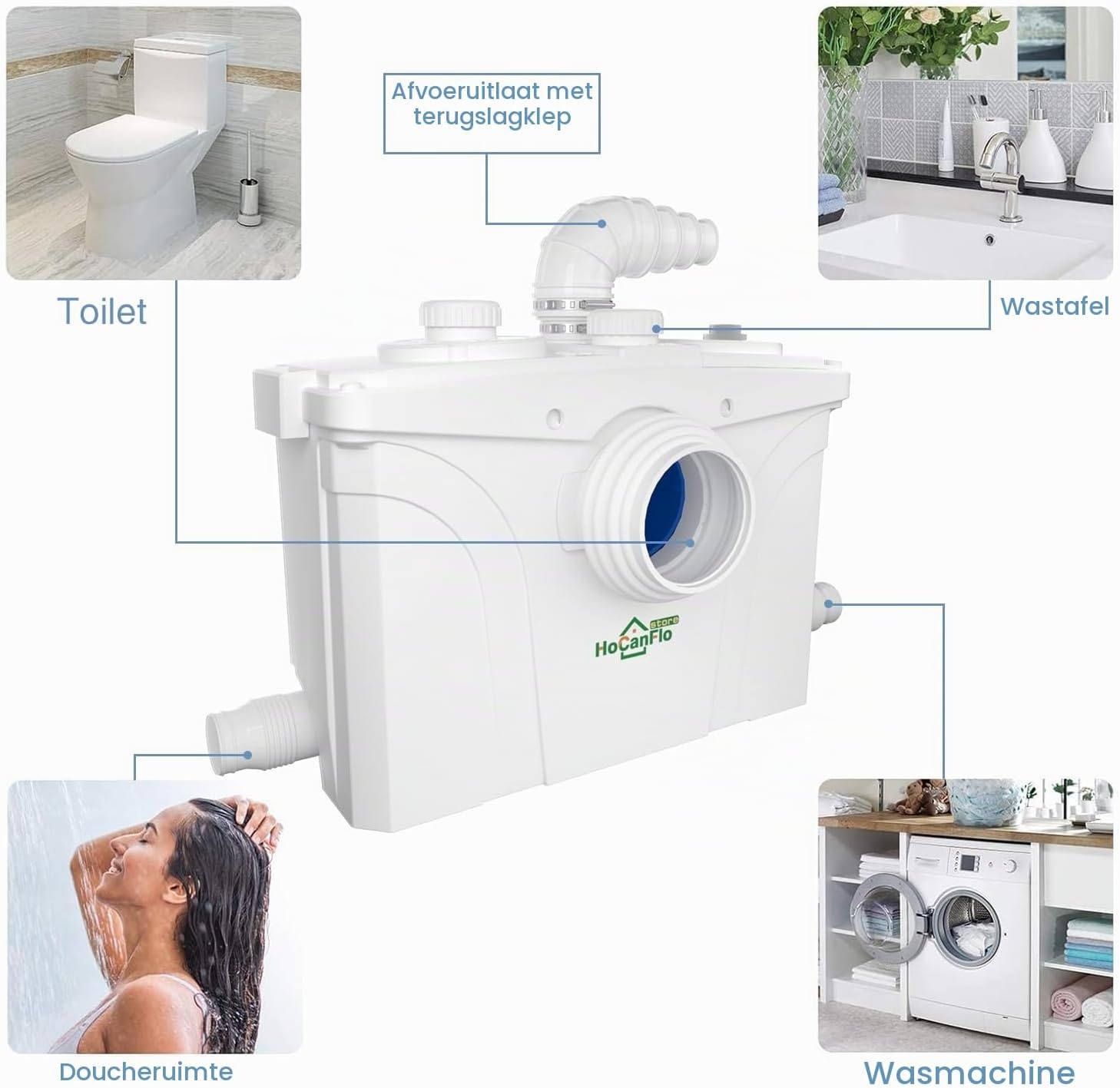 700W Afvalwaterpompen vuilwatersysteem Huishoudelijk Opvoerstation Hefsysteem Afvalwaterpomp met Roestvrijstalen Schoepen en Actieve voor Douche Keuken Wastafel Debiet tot 200L/min