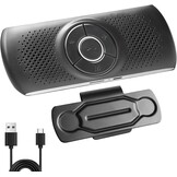 Handsfree-installatie voor auto, Bluetooth 4.2, handsfree, met clip, geïntegreerde microfoon, TF-kaartsleuf, luidspreker automatisch opnieuw verbinden voor GPS, muziek, oproepen, volumeregeling