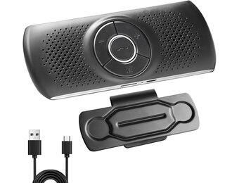 Handsfree-installatie voor auto, Bluetooth 4.2, handsfree, met clip, geïntegreerde microfoon, TF-kaartsleuf, luidspreker automatisch opnieuw verbinden voor GPS, muziek, oproepen, volumeregeling