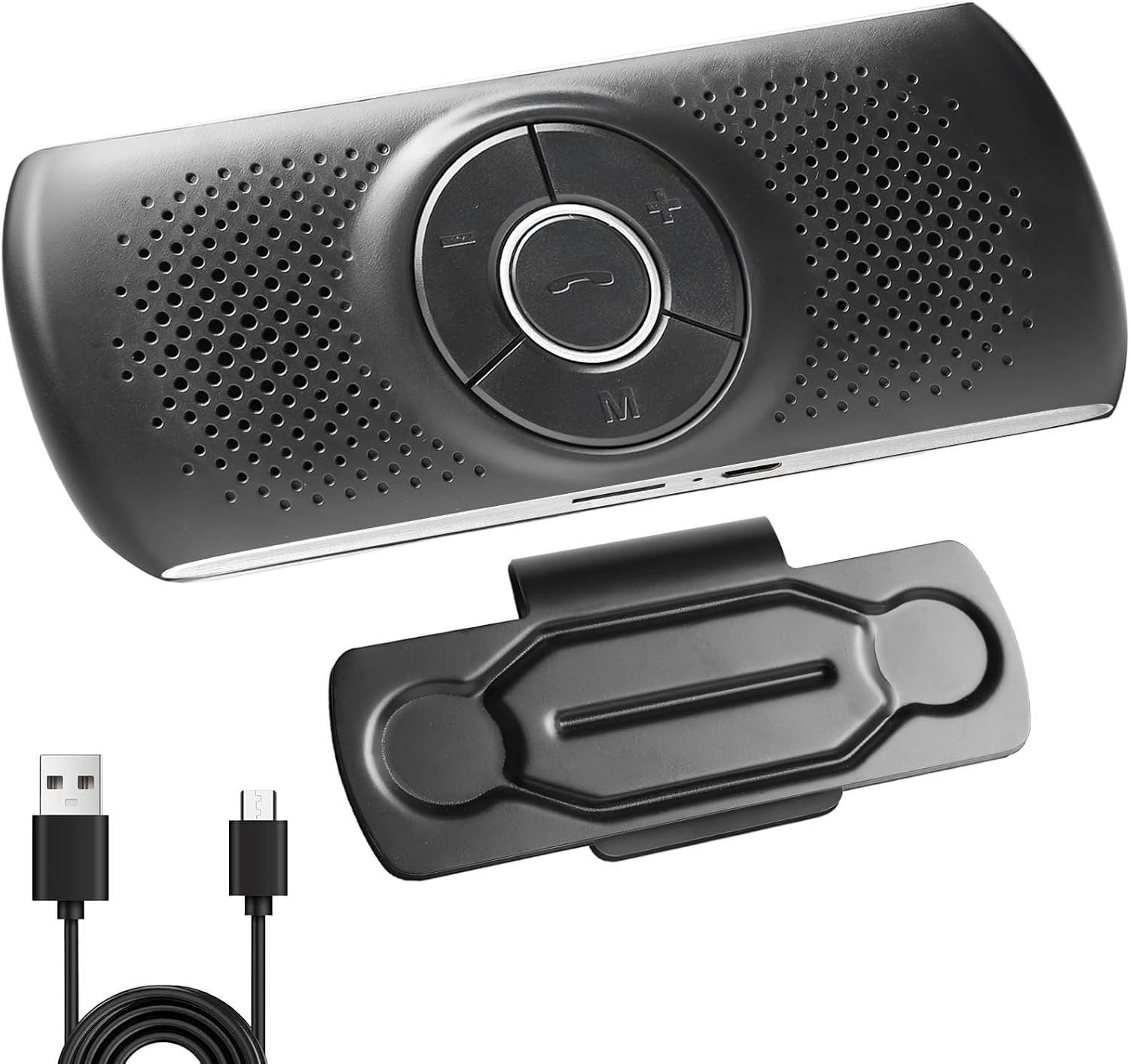 Handsfree-installatie voor auto, Bluetooth 4.2, handsfree, met clip, geïntegreerde microfoon, TF-kaartsleuf, luidspreker automatisch opnieuw verbinden voor GPS, muziek, oproepen, volumeregeling