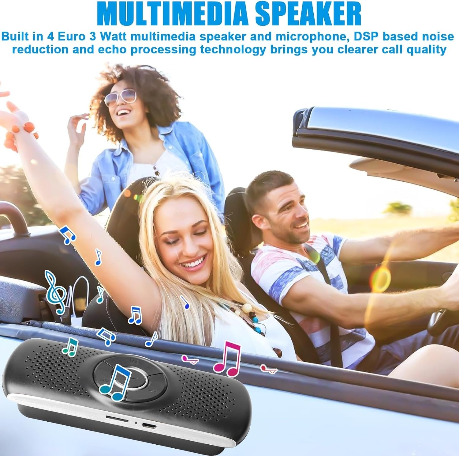 Handsfree-installatie voor auto, Bluetooth 4.2, handsfree, met clip, geïntegreerde microfoon, TF-kaartsleuf, luidspreker automatisch opnieuw verbinden voor GPS, muziek, oproepen, volumeregeling