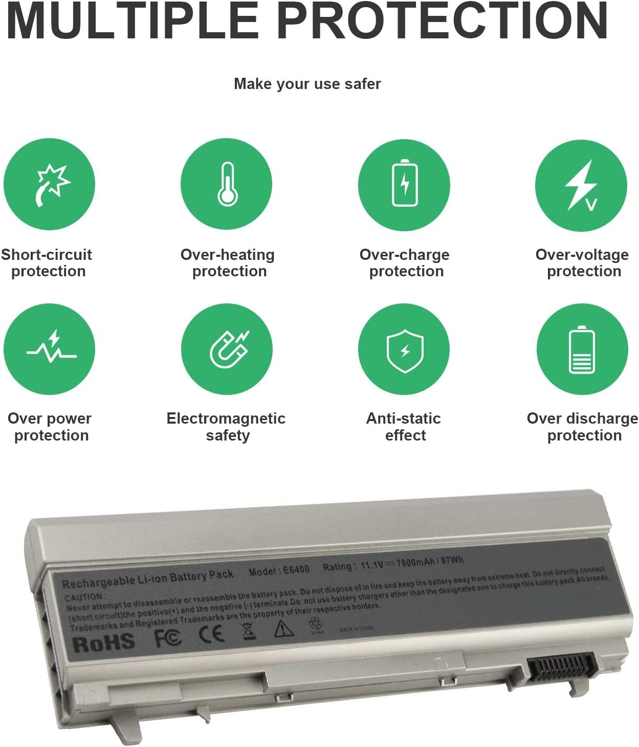 ASUNCELL Laptop Accu 7800mAh voor Dell Latitude E6400 E6500 E6410 E6510 en Precision M2400 M4400 M4500