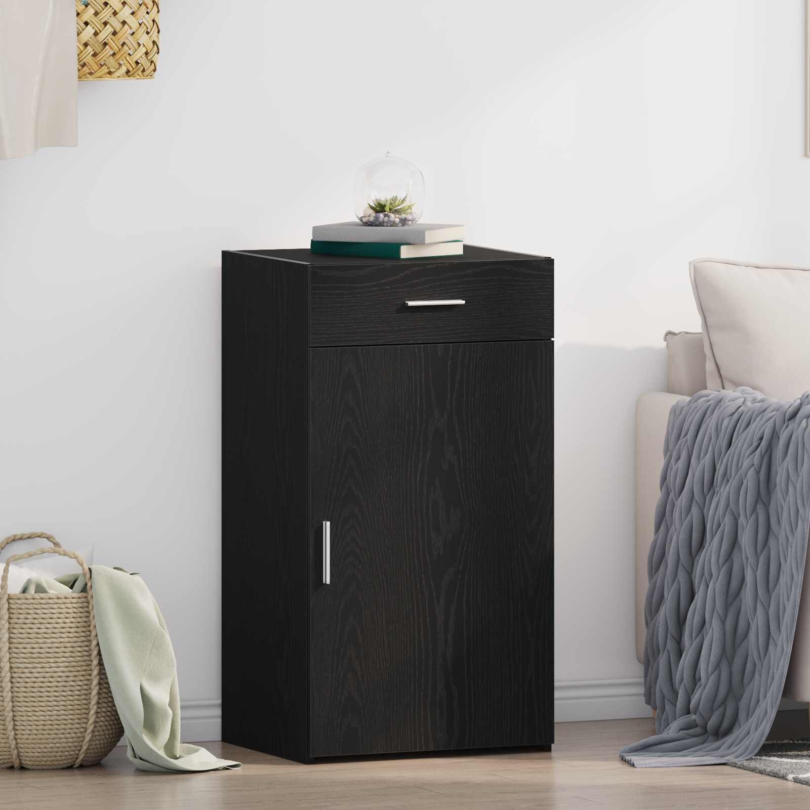 vidaXL Dressoir Zwart Eiken 50 x 42,5 x 93 cm
