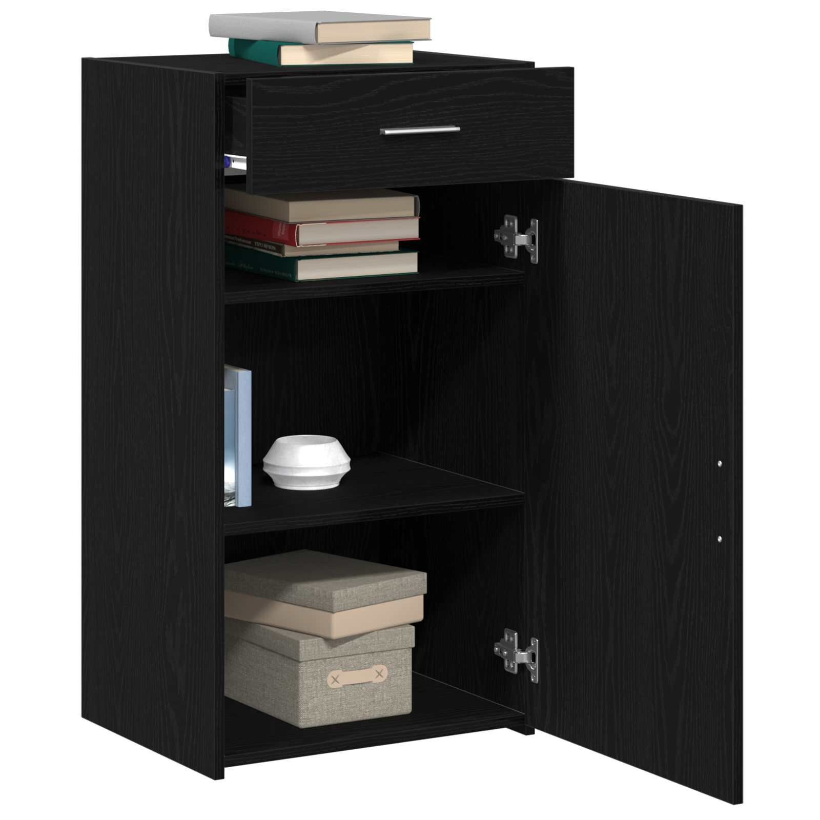 vidaXL Dressoir Zwart Eiken 50 x 42,5 x 93 cm
