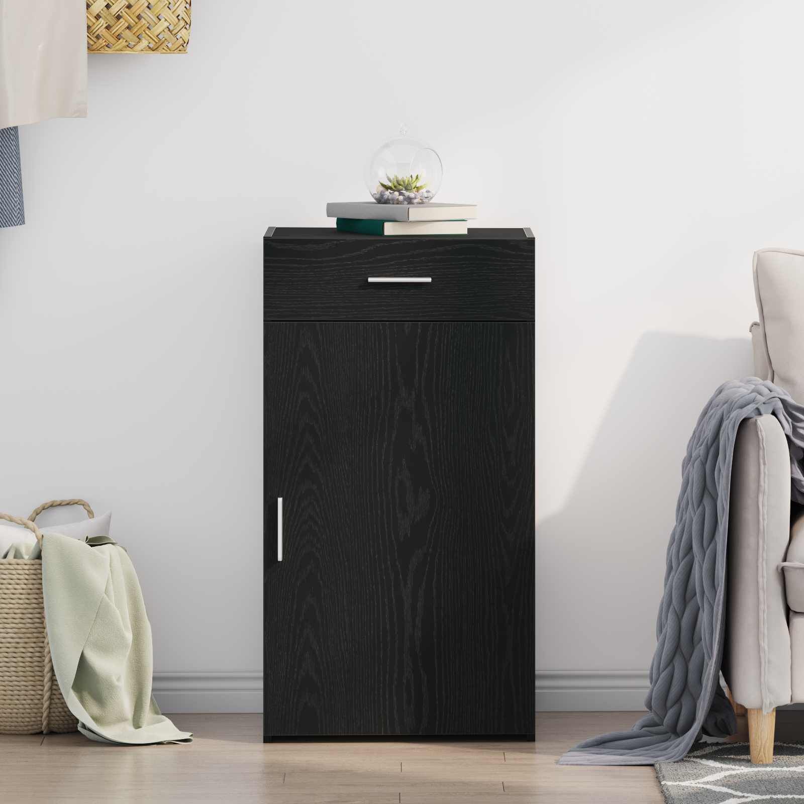 vidaXL Dressoir Zwart Eiken 50 x 42,5 x 93 cm