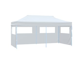 vidaXL Partytent pop-up met zijwanden 3x6 m staal wit