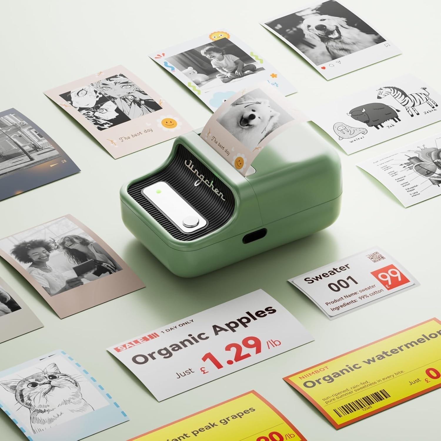 NIIMBOT Etiketteerapparaat B21 Pro, labelprinter, HD, 300 DPI, groen