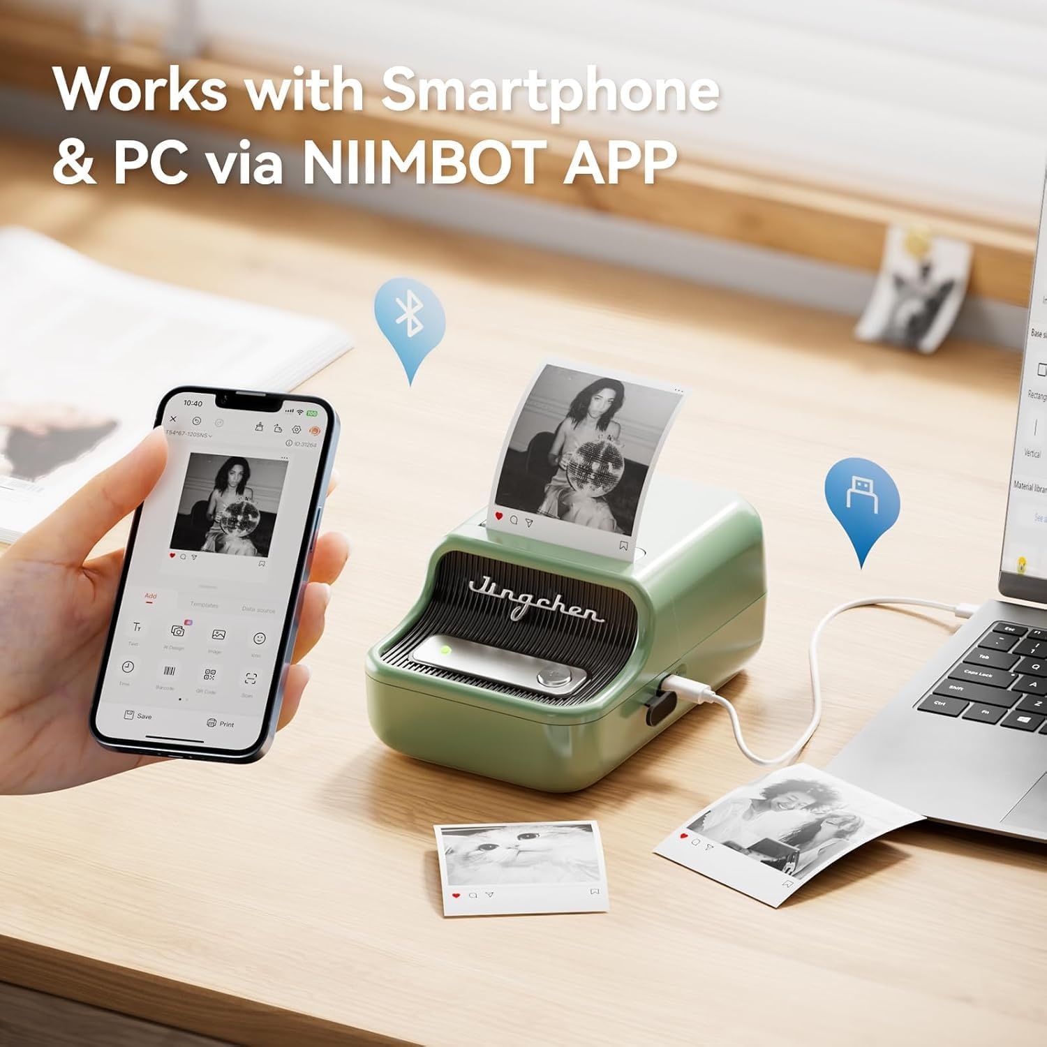 NIIMBOT Etiketteerapparaat B21 Pro, labelprinter, HD, 300 DPI, groen