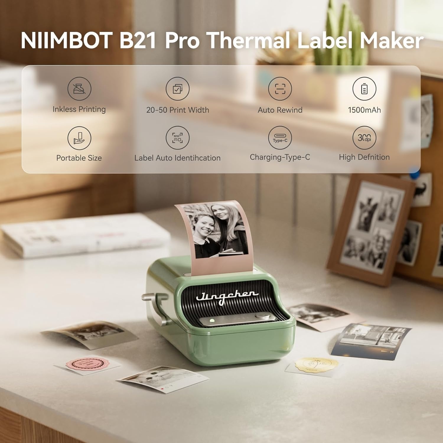 NIIMBOT Etiketteerapparaat B21 Pro, labelprinter, HD, 300 DPI, groen