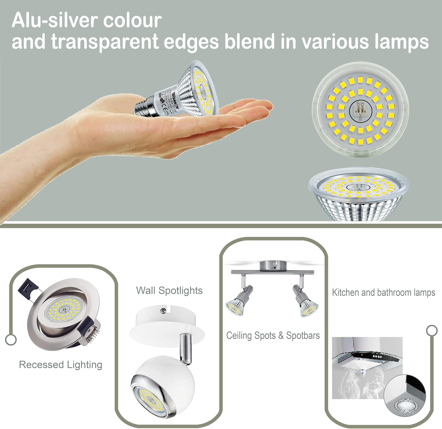 E14 R50 LED Lampen Koelwit Licht, 6,5W Vervangt 100W Halogeenlamp, 6000K 770 Lumen Reflectorlamp, AC 230V Flikkervrij Spotlicht, 120° Stralingshoek Spot, Niet Dimbar, 6 Stuks