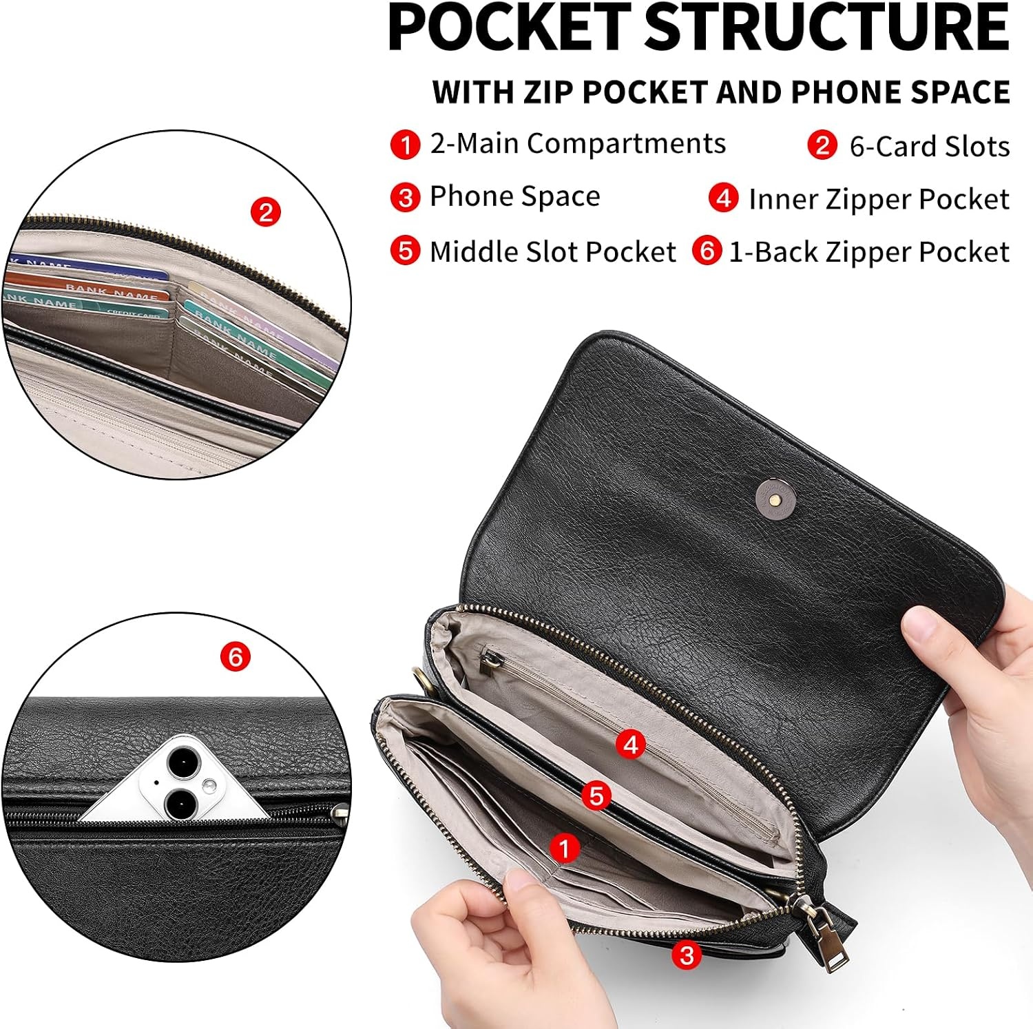 GAEKEAO Schoudertas, crossbody bag voor dames, tas dames schoudertas portemonnee, handtas dames schoudertas met kaartsleuven, verstelbare afneembare schouderriem voor vrouwen