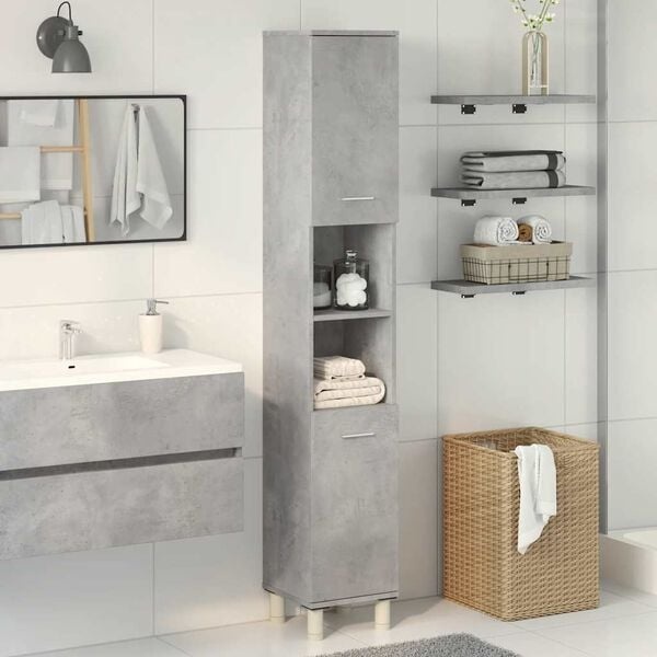 Badkamerkast Spaanplaat Betongrijs 30x30x179 cm - 54% Korting!