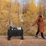 Opvouwbare Kar met Wielen, Opvouwbare Kar met Verstelbare Handgreep, 100L Grote Capaciteit, voor Winkelen, Kamperen, Tuin, Strand en Buitensporten (Zwart) - Maat 100L