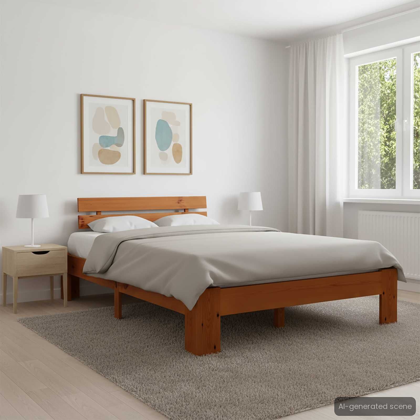 Massief Houten Bedframe Grenenhout Honingbruin 140x200 cm - 54% Korting!