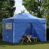vidaXL Partytent met 4 zijwanden inklapbaar 3x4 m staal blauw