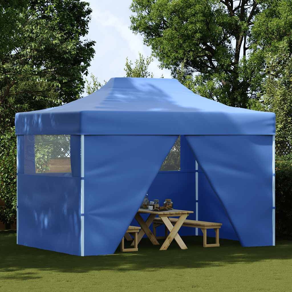 vidaXL Partytent met 4 zijwanden inklapbaar 3x4 m staal blauw