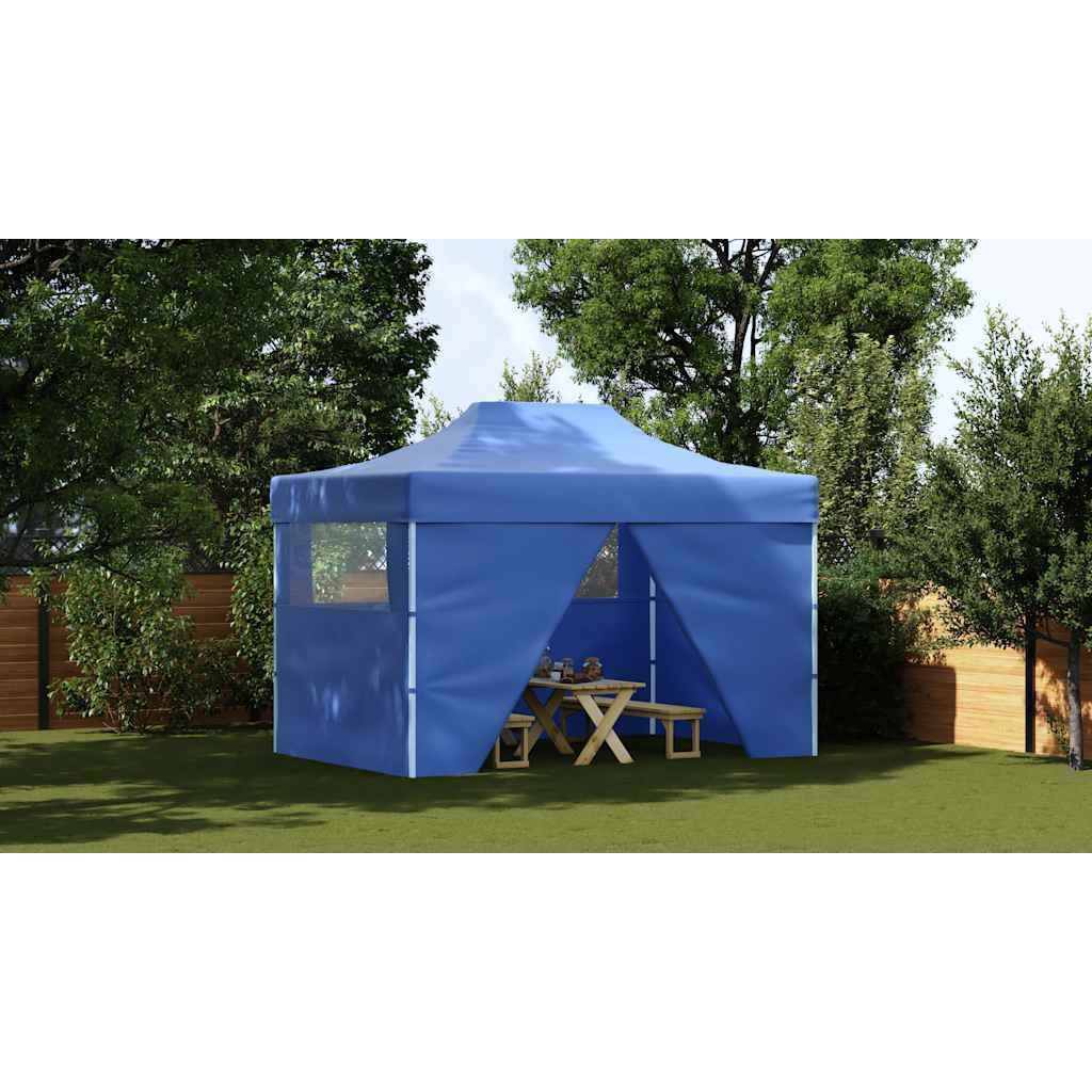 vidaXL Partytent met 4 zijwanden inklapbaar 3x4 m staal blauw