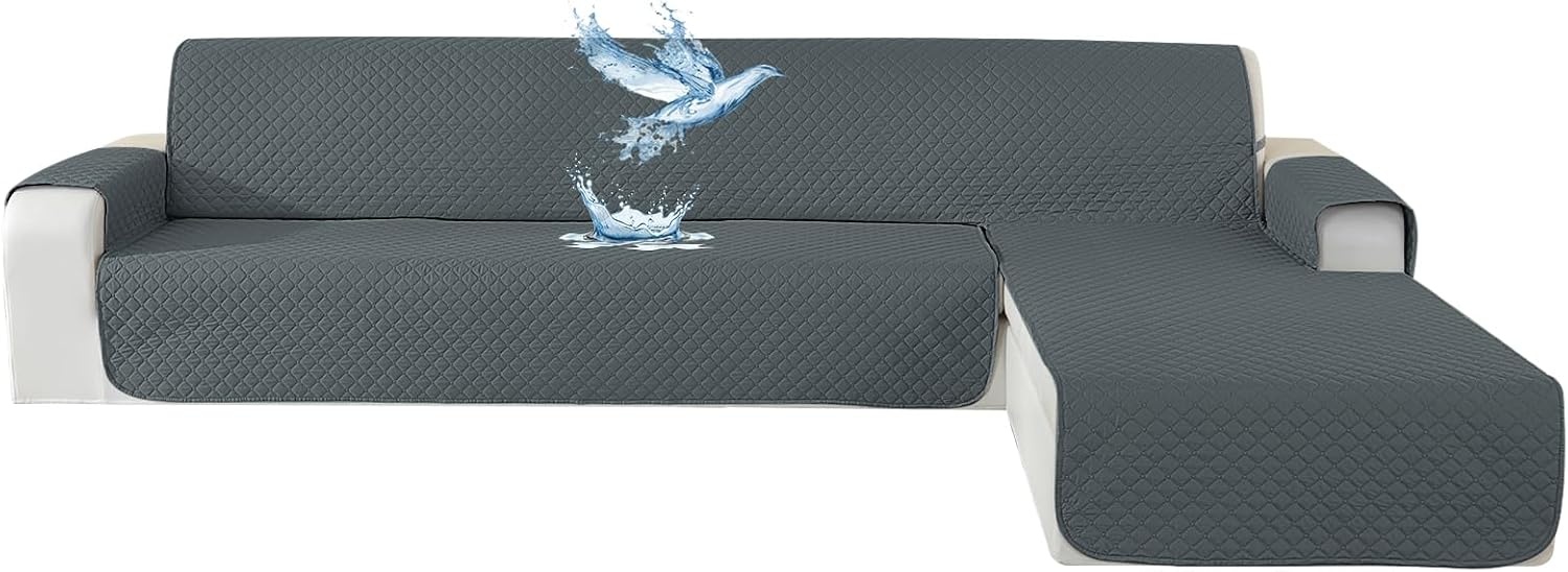 Waterdichte Hoekbankhoes L-Vorm Donkergrijs - 33% Korting