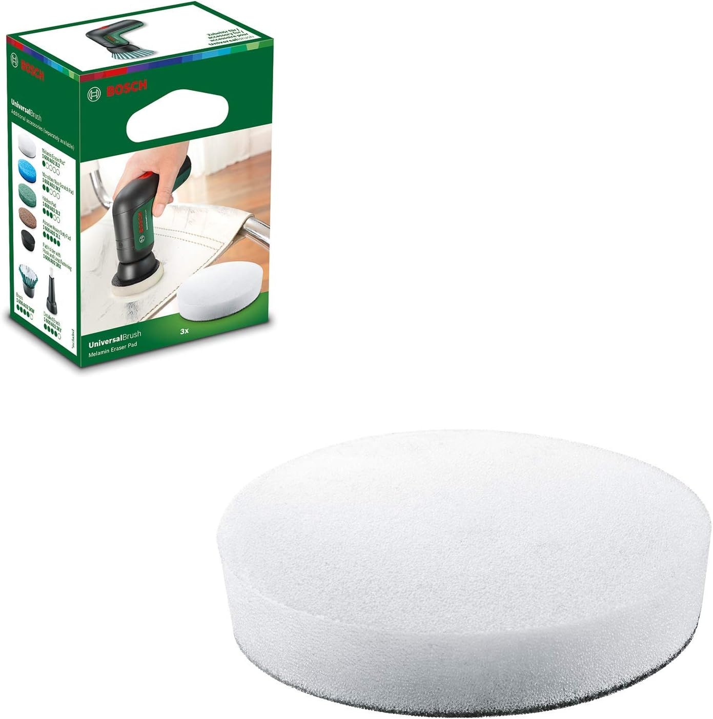 Bosch Melamine Wispad voor Elektrische Reinigingsborstel UniversalBrush (3 stuks, in kartonverpakking)