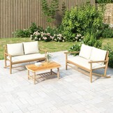 VidaXL Bamboe Tuinbank met Crèmewitte Kussens - 59% Korting