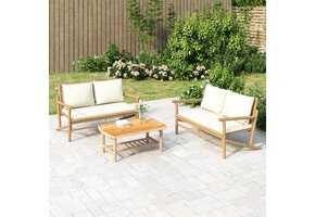 VidaXL Bamboe Tuinbank met Crèmewitte Kussens - 59% Korting
