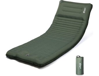 Portal Eenpersoons campingmatras, 10 cm dik met voetpomp, opblaasbaar camping slaapmatras, opblaasbaat tentmatras, kampeerluchtbed voor volwassenen, lichtgewicht draagbare buitenmatras, rugzak