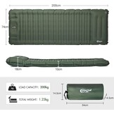 Portal Eenpersoons campingmatras, 10 cm dik met voetpomp, opblaasbaar camping slaapmatras, opblaasbaat tentmatras, kampeerluchtbed voor volwassenen, lichtgewicht draagbare buitenmatras, rugzak