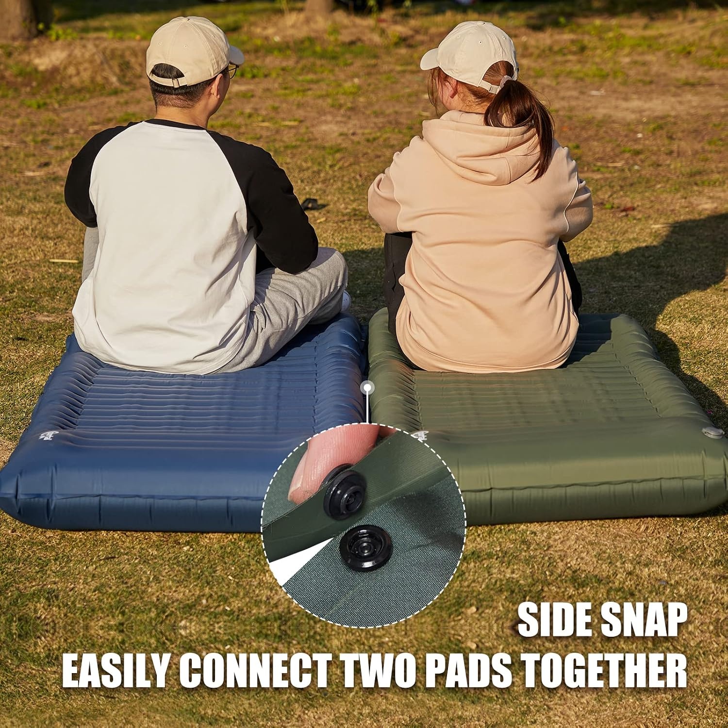 Portal Eenpersoons campingmatras, 10 cm dik met voetpomp, opblaasbaar camping slaapmatras, opblaasbaat tentmatras, kampeerluchtbed voor volwassenen, lichtgewicht draagbare buitenmatras, rugzak