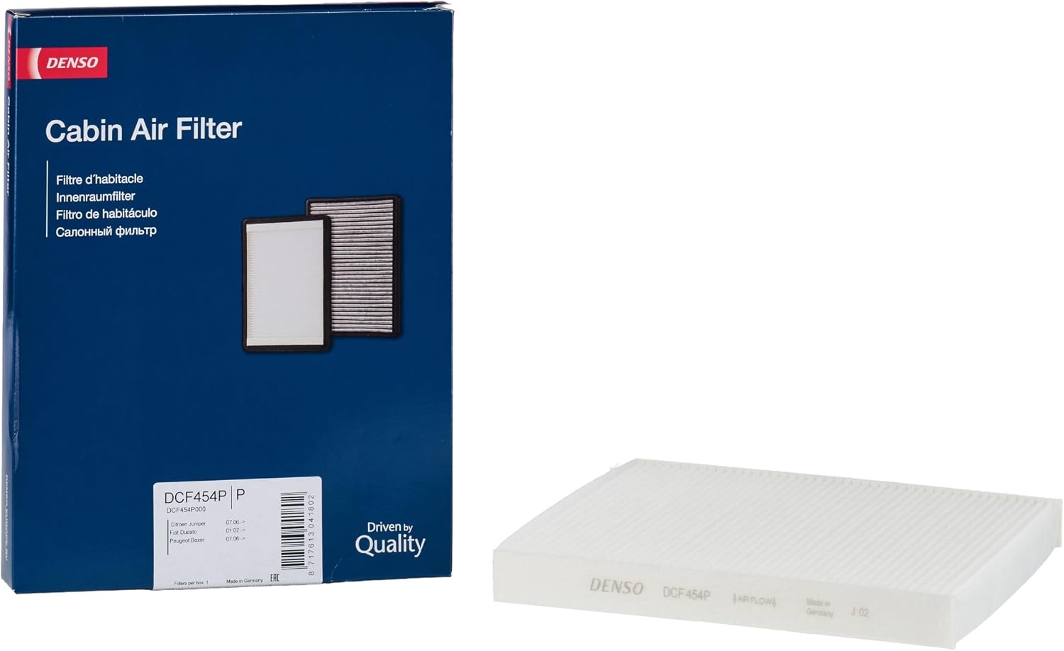 DENSO combinatiecabinefilter DCF454P: Meerlaags pollenfilter houdt vervuilende stoffen en geuren tegen. OE-kwaliteit, brede voertuigdekking - voor schone lucht en meer comfort in de auto