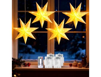 Kerstverlichting met ledsterren, 3 stuks lichtgevende sterren, kerstdecoratie, venster met 45 leds, werkt op batterijen, kerstverlichting voor feestjes, kerstdecoratie, kerstster, verlicht